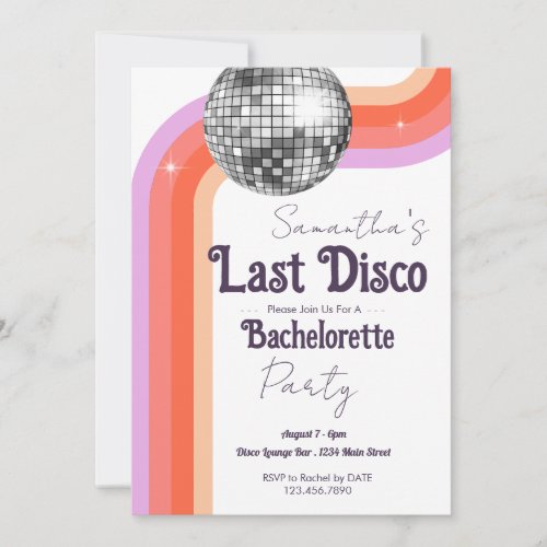 Last Disco Bachelorette Party  Invitation