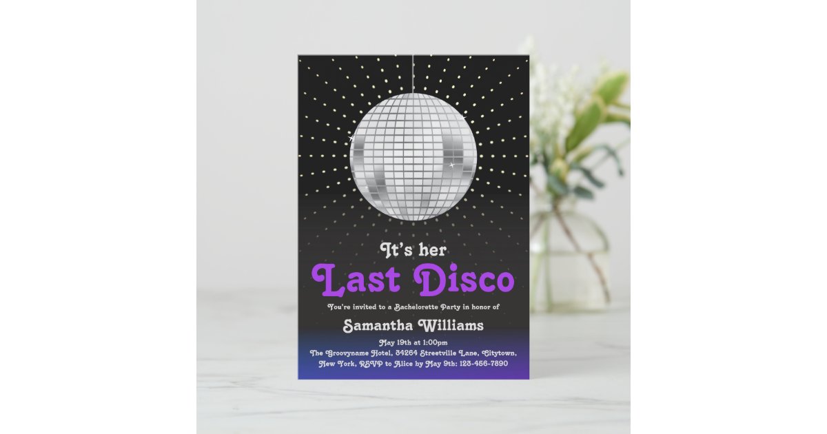 Last Disco Bachelorette Party Invitation | Zazzle