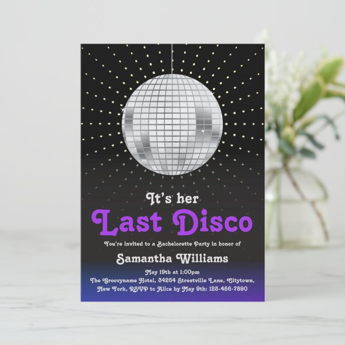 Last Disco Bachelorette Party Invitation | Zazzle