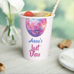 Last Disco Bachelorette Party | Paper Cups<br><div class="desc">"Bring the disco vibes to every sip with these Last Disco Bachelorette Party Paper Cups! Featuring a dazzling pink disco ball design and bold retro lettering, these cups are perfect for serving cocktails, mocktails, or your favorite party drinks. Durable and disposable, they make cleanup easy while keeping your party table...</div>