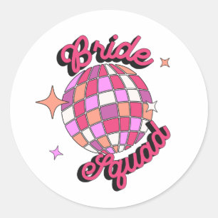 last disco bachelorette party pink disco ball classic round sticker