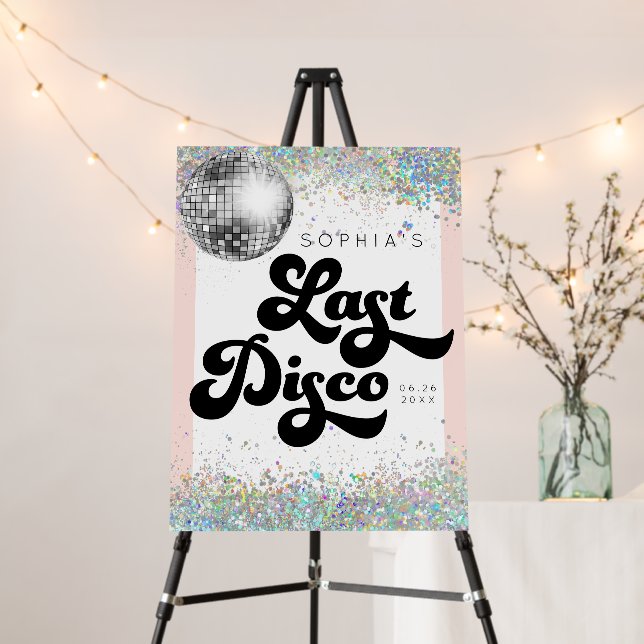 Last Disco Bachelorette Party Welcome Sign (In Situ (Stand))