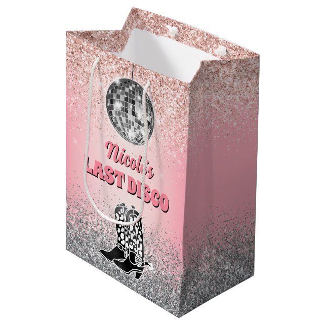 Last Disco Bachelorette Retro Themed Medium Gift Bag (Front Angled)