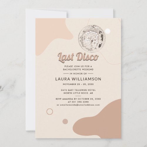 Last Disco Bachelorette Weekend Party Itinerary Invitation