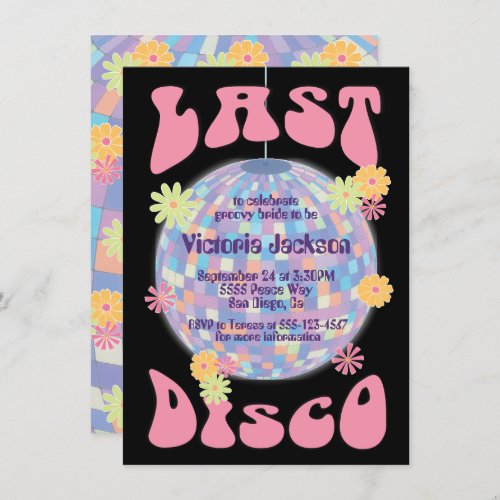 Last Disco Ball Bachelorette Party 1970s Invitati Invitation