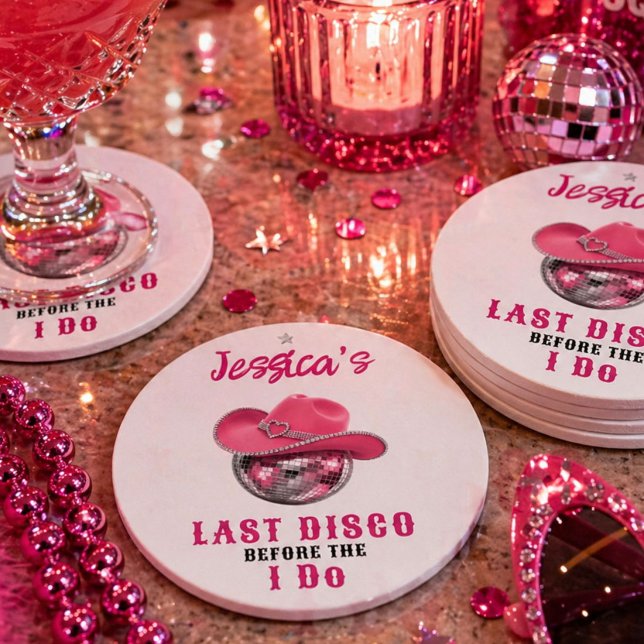 Last Disco Before I Do Bachelorette Round Paper Coaster (Creator Uploaded)