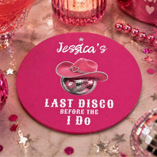 Last Disco Before I Do Bachelorette Round Paper Coaster (Creator Uploaded)