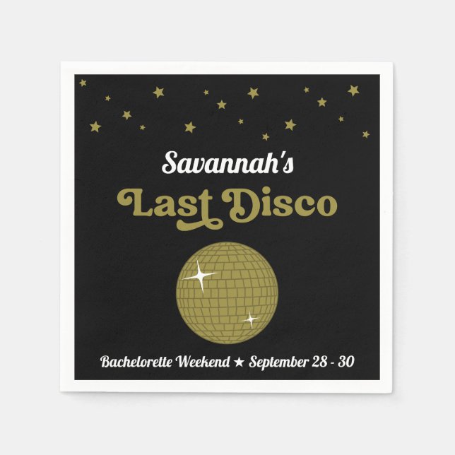 Last Disco Bride Bachelorette Party Groovy Retro Napkins (Front)