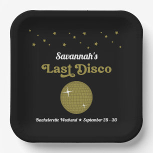 Last Disco Bride Bachelorette Party Groovy Retro Paper Plates