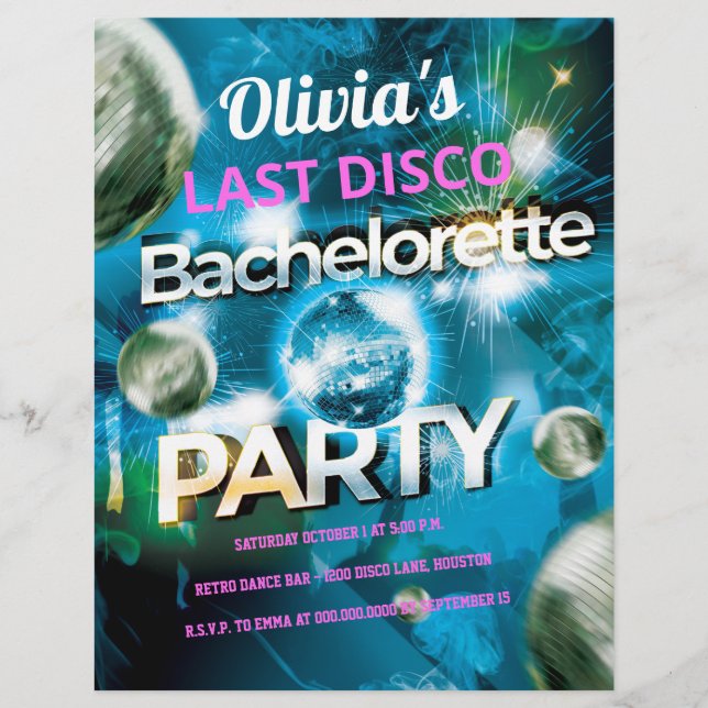 Last Disco Budget Bachelorette Party Flyer (Front)