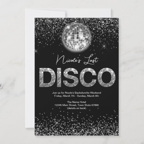 Last Disco Glamorous Bachelorette Weekend Invitation