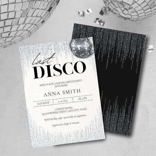 Last Disco Glitz & Glam Bachelorette Party Invitat Invitation (Creator Uploaded)
