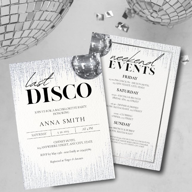 Last Disco Glitz & Glam Bachelorette Party Invitation (Creator Uploaded)