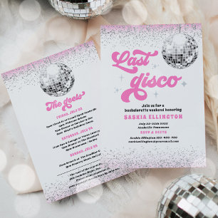 Last Disco Hot Pink Bachelorette Weekend Invitation