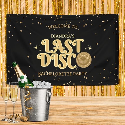 Last Disco Name Retro Gold 70s Bachelorette  Banner