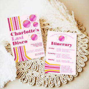 Last Disco Pink Bachelorette Weekend Itinerary Invitation