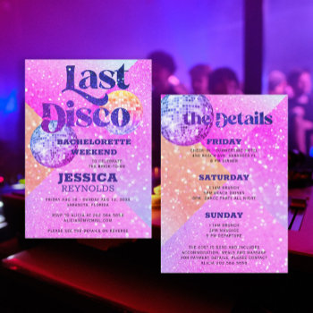 Last Disco Retro 70 Bachelorette Weekend Invitation by invitations_kits at Zazzle