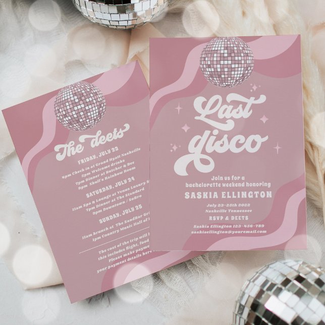 Last Disco Retro 70 Bachelorette Weekend Itinerary Invitation (Creator Uploaded)
