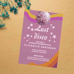 Last Disco Retro 70s Bachelorette Weekend Invitation