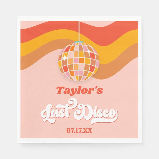 Last Disco Retro 70s Bachelorette Weekend Party Napkins (Front)