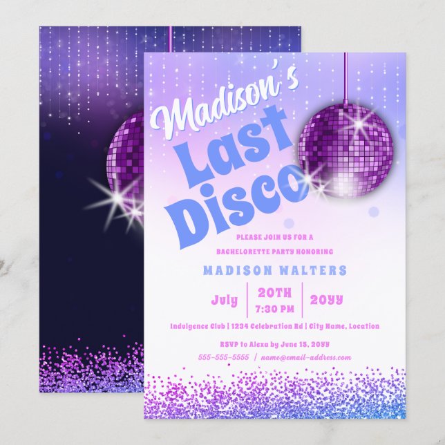 Last Disco Retro Bachelorette Invitation (Front/Back)
