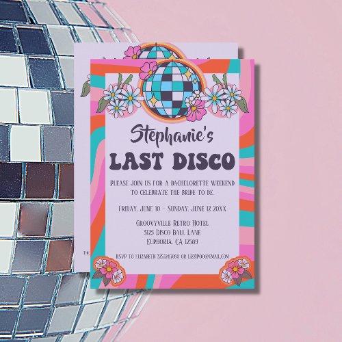 Last Disco Retro Bachelorette Invitation