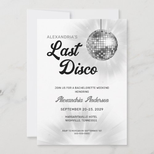 Last Disco Retro Bachelorette Weekend Party Invitation