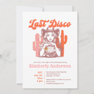 Last Disco Retro Chic Cowgirl Bridal Shower Invitation