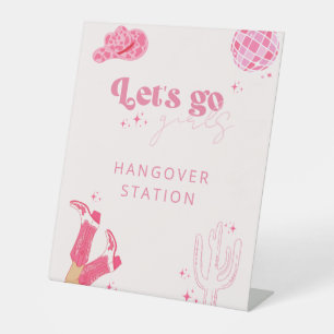Last Disco Rodeo Bachelorette Hangover Station Pedestal Sign