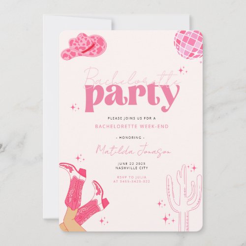 Last disco rodeo bachelorette party invitation