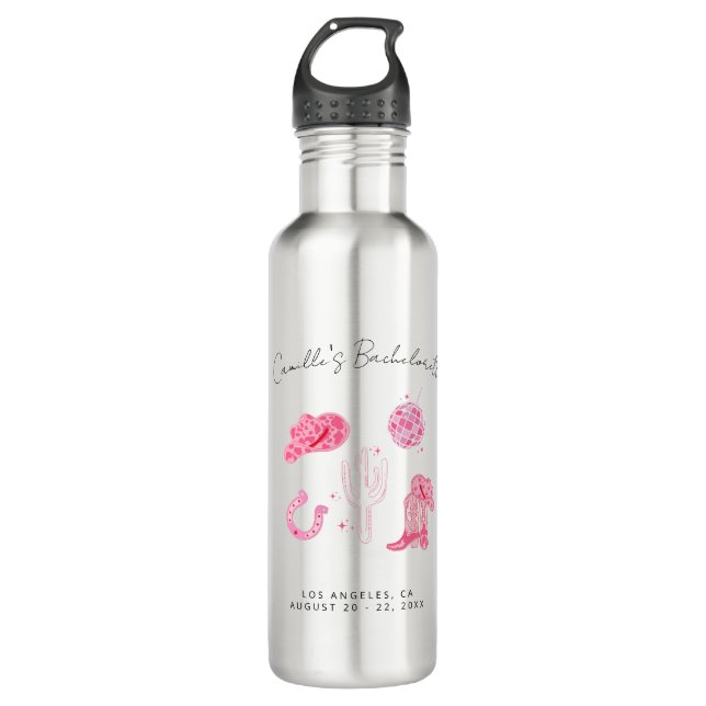 Last Disco Rodeo Bachelorette Weekend Party Stainless Steel Water Bottle (Front)