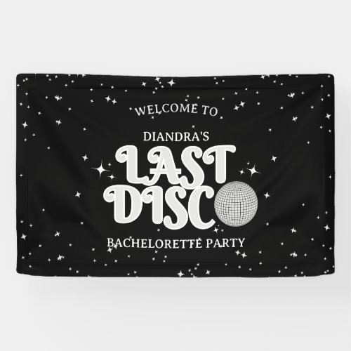 Last Disco Silver Retro Bachelorette Welcome Banner