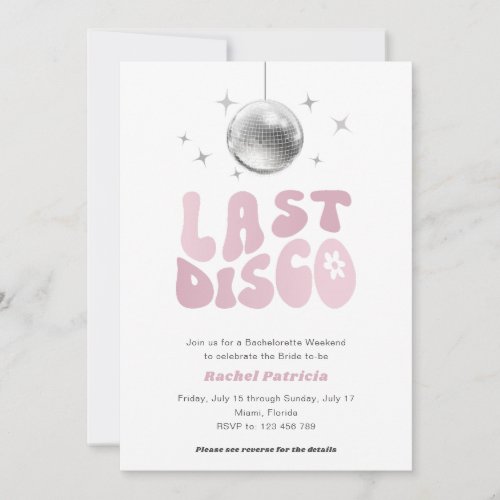 Last Disco Simple Modern Retro Bachelorette Invitation