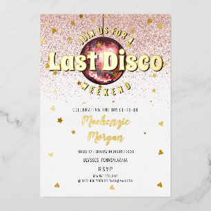 Last Disco Weekend Bachelorette Party Foil Invitation