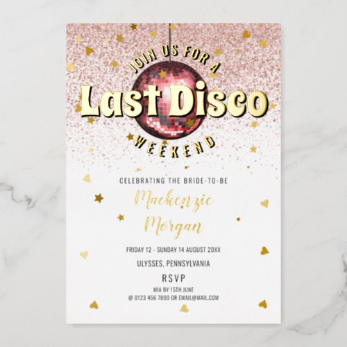 Last Disco Weekend Bachelorette Party Foil Invitation