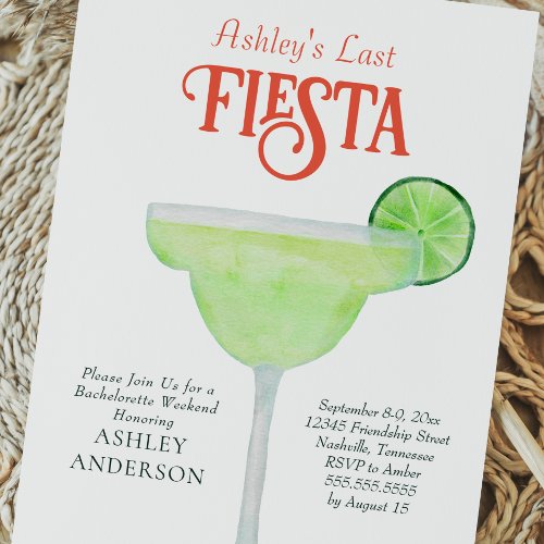 Last Fiesta Margarita Bachelorette Invitation Postcard