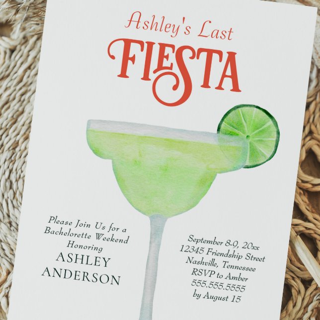 Last Fiesta Margarita Bachelorette Invitation Postcard (Creator Uploaded)