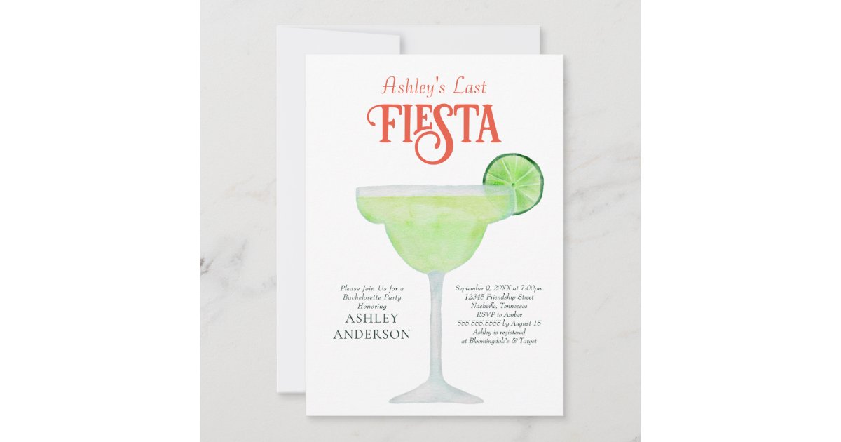 Last Fiesta Margarita Bachelorette Party Invitation Zazzle