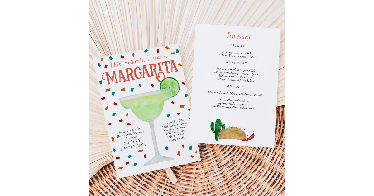 Last Fiesta Margarita Bachelorette Weekend Party Invitation Zazzle