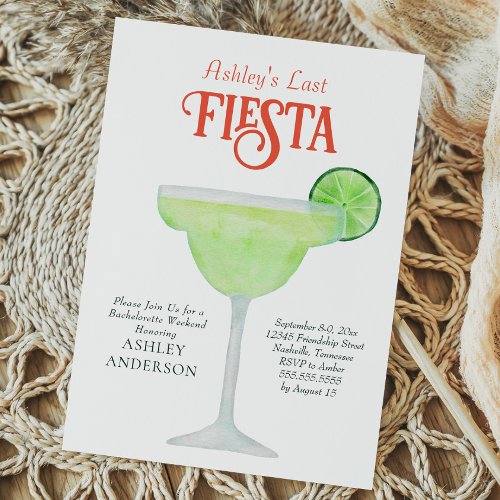 Last Fiesta Margarita Bachelorette Weekend Party Invitation