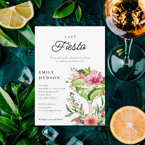 Last Fiesta Margarita Floral Bridal Shower Invitation