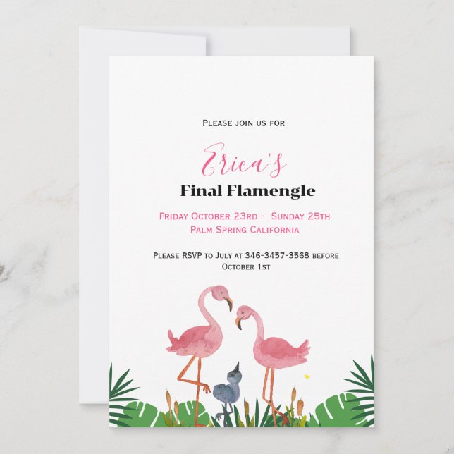 Last Flamengo Bachelorette  & weekend itinerary  Invitation (Front)