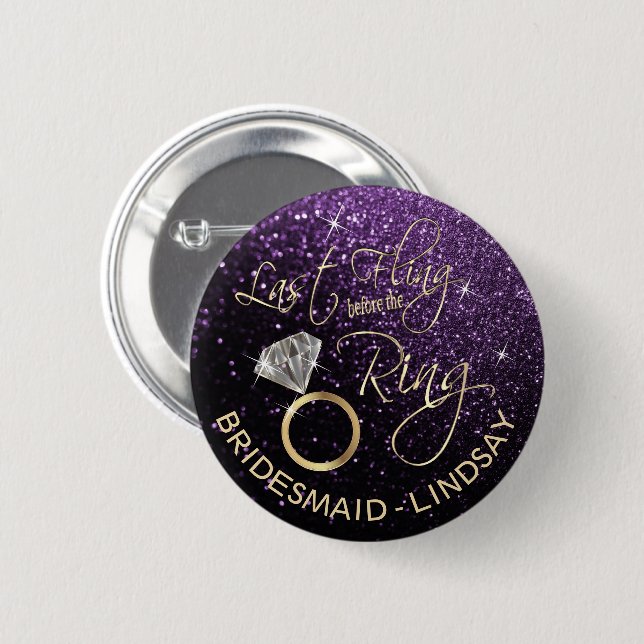 Last Fling  Bachelorette Party Purple Button (Front & Back)