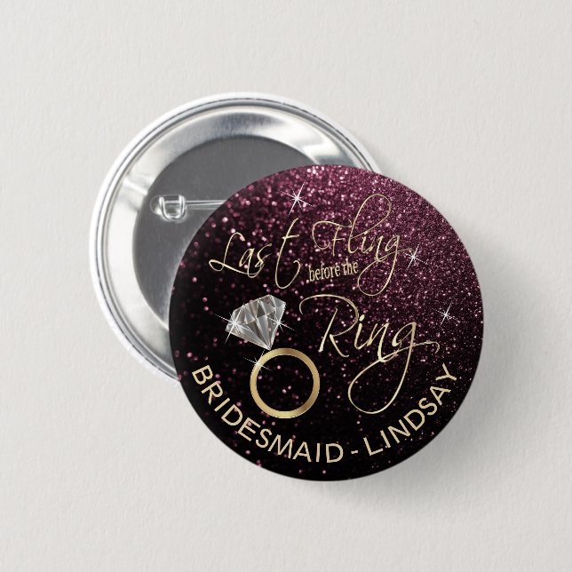 Last Fling  Bachelorette Party Rose Gold Button (Front & Back)