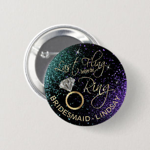 Last Fling  Bachelorette Party Teal & Purple Button