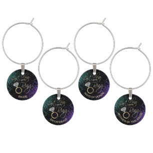 Last Fling Bachelorette Party - Teal & Purple Wine Charm