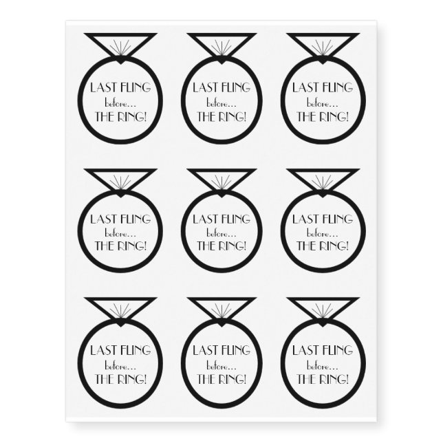 "Last Fling" Bachelorette Party Temporary Tattoos (Front)