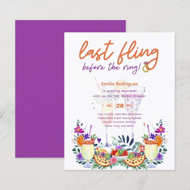 Last Fling Before Ring Cocktails Bridal Shower (Front/Back)