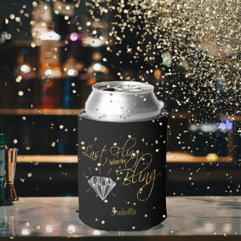 Last Fling Before The Bling - Gold  Can Cooler by DesignsbyDonnaSiggy at Zazzle