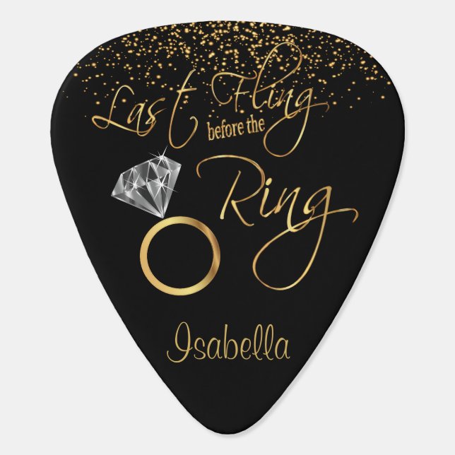 Last Fling Before the Ring Bachelorette - Gold Guitar Pick (Back)